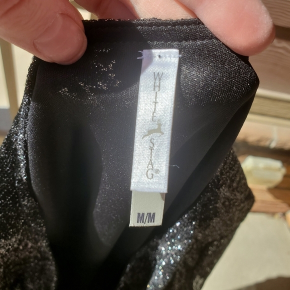 White Stag Shimmery Sparkle Holiday Blouse Women's Size Medium Silver Combo EUC - Picture 4 of 16